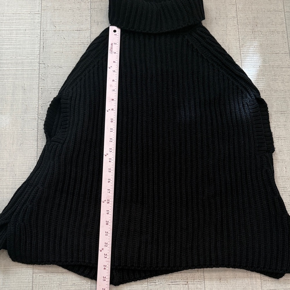 Women's Black Turtleneck Poncho Sweater - Picture 4 of 5